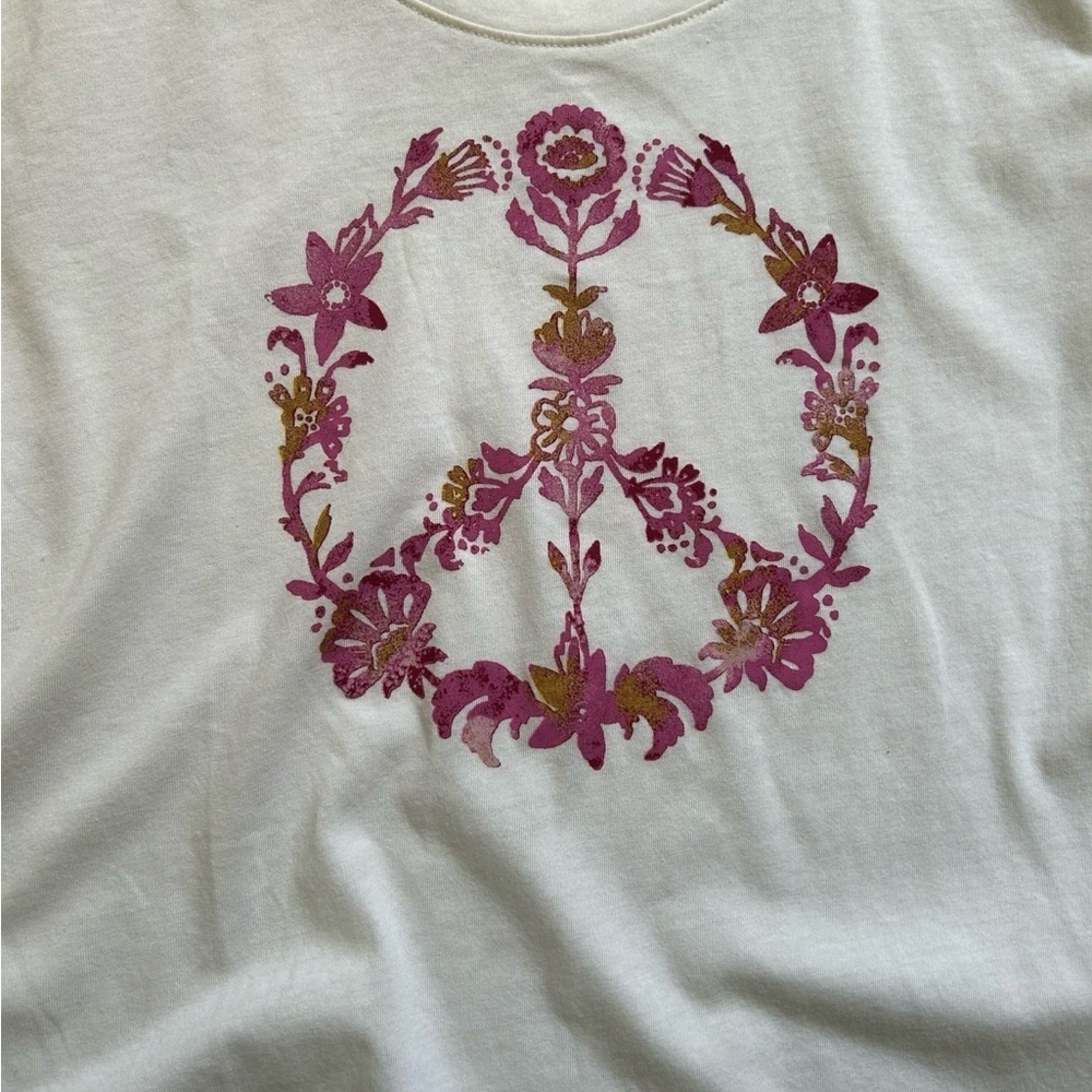 Style & Co floral Peace Sign T Shirt size L - Picture 8 of 8